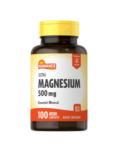 Suplemento de Magnesio Sundance 500mg Óxido 100 Tabletas Vegetariano