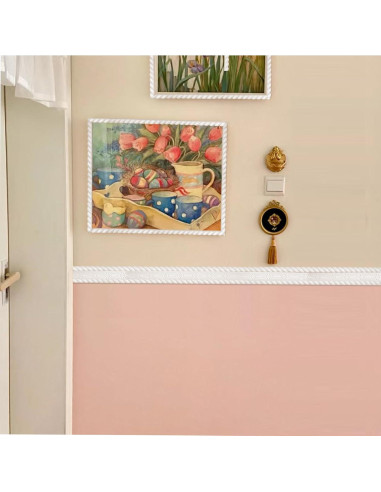 Moldura de Pared Autoadhesiva PVC Blanco 10FT 0.47x0.28cm