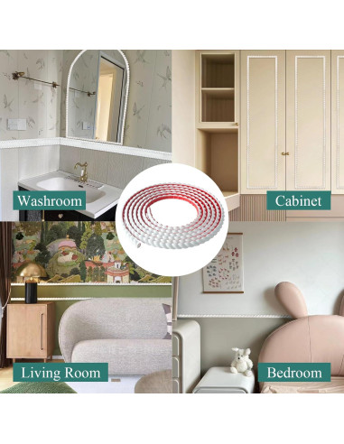 Moldura de Pared Autoadhesiva PVC Blanco 10FT 0.47x0.28cm