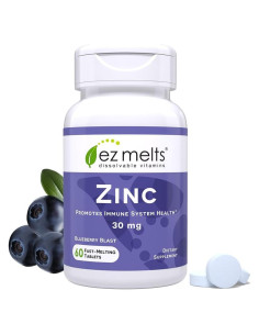 EZ Melts Suplemento de Zinc 30 mg Disoluble Sin Azúcar 60 Unidades