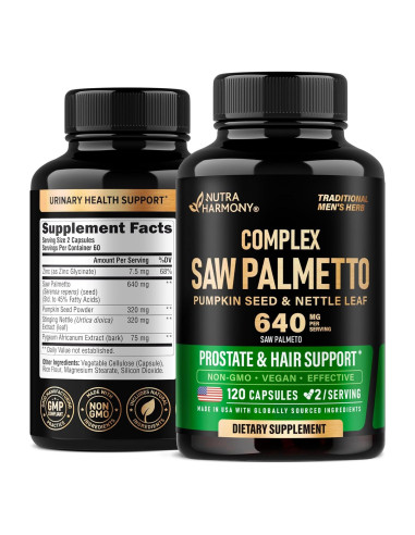Saw Palmetto Nutra Harmony 640mg - Suplemento Prostático 120 Cápsulas