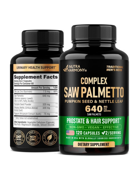 Saw Palmetto Nutra Harmony 640mg - Suplemento Prostático 120 Cápsulas