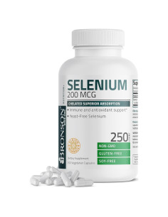 Selenio Bronson 200 mcg - 250 Cápsulas Vegetarianas Queladas