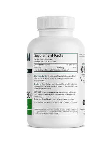 Selenio Bronson 200 mcg - 250 Cápsulas Vegetarianas Queladas