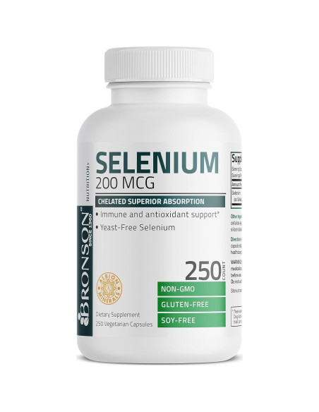 Selenio Bronson 200 mcg - 250 Cápsulas Vegetarianas Queladas