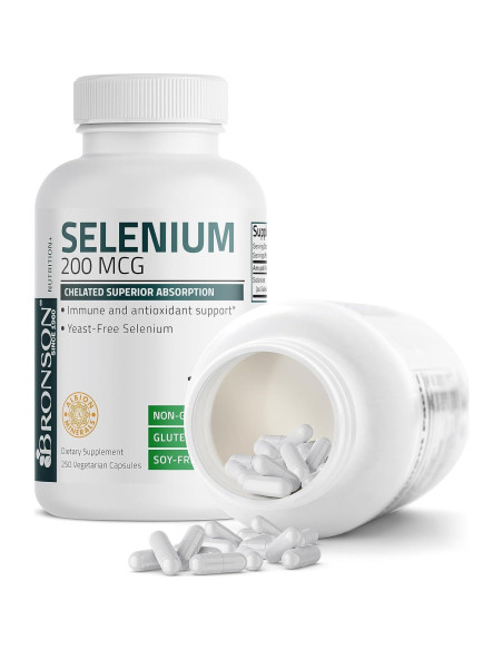 Selenio Bronson 200 mcg - 250 Cápsulas Vegetarianas Queladas