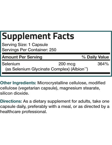 Selenio Bronson 200 mcg - 250 Cápsulas Vegetarianas Queladas