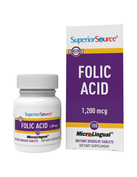 Ácido Fólico Superior Source 1200 mcg 100 Tabletas Sublinguales