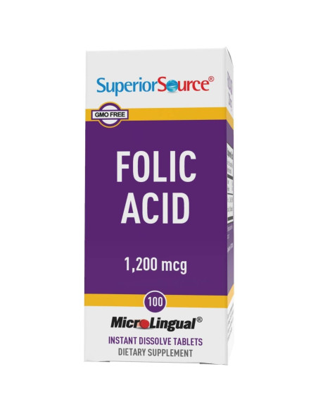 Ácido Fólico Superior Source 1200 mcg 100 Tabletas Sublinguales