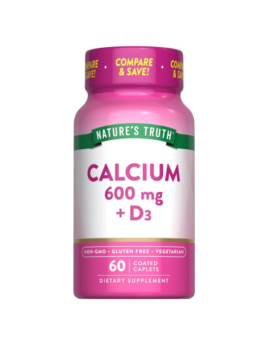 Calcio 600 mg con Vitamina D3 Verdad de la Naturaleza 60 Tabletas
