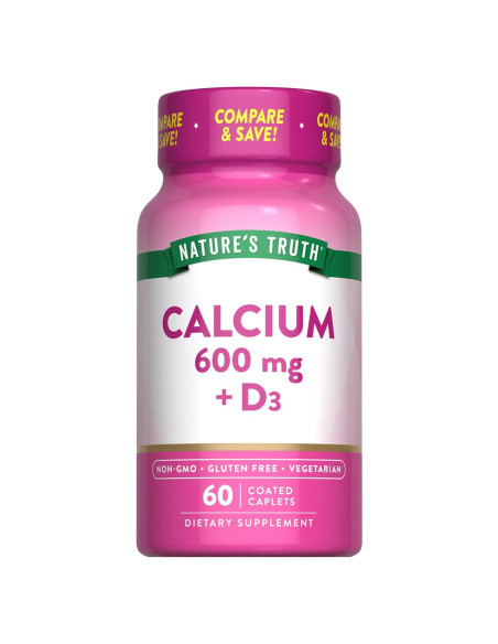 Calcio 600 mg con Vitamina D3 Verdad de la Naturaleza 60 Tabletas