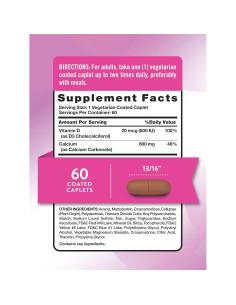 Calcio 600 mg con Vitamina D3 Verdad de la Naturaleza 60 Tabletas 2