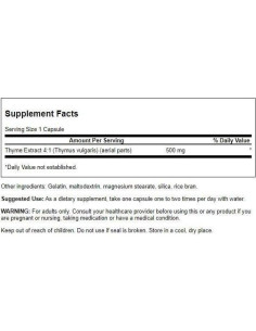 Suplemento de Hoja de Tomillo Swanson - 120 Cápsulas 500mg 2