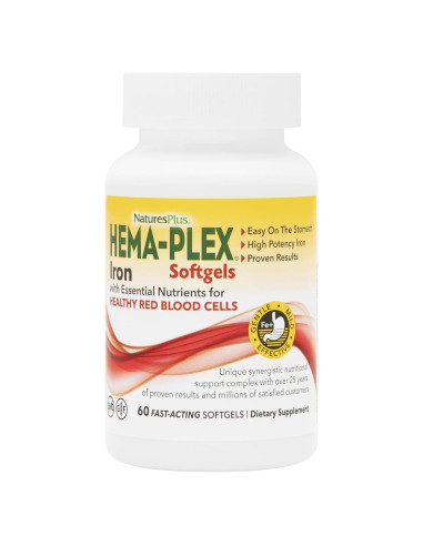 NaturesPlus Hema-Plex Hierro 85 mg - 60 Gelatinas Veganas