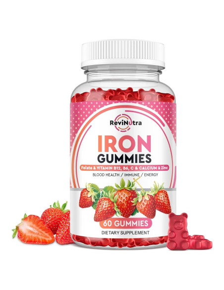 Gomitas de Hierro ReviNutra 60 Unidades - Veganas con Calcio, Zinc y Vitaminas Gomitas de Hierro ReviNutra 60 Unidades - Veganas con Calcio, Zinc y Vitaminas