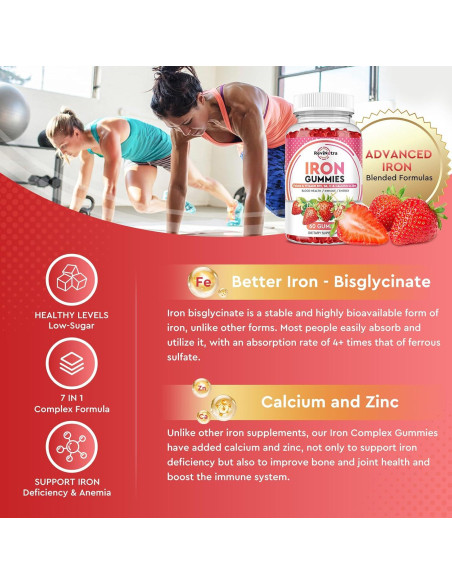 Gomitas de Hierro ReviNutra 60 Unidades - Veganas con Calcio, Zinc y Vitaminas Gomitas de Hierro ReviNutra 60 Unidades - Veganas con Calcio, Zinc y Vitaminas