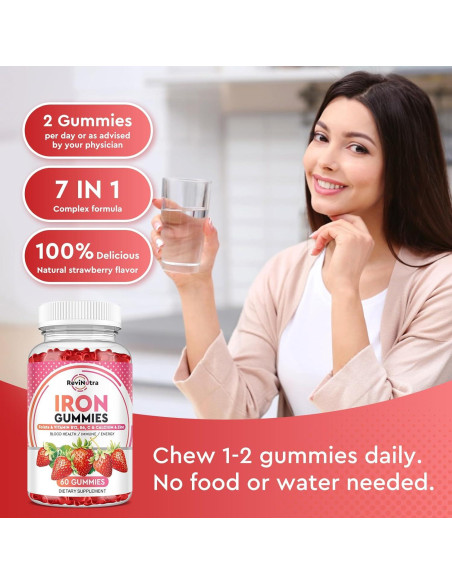Gomitas de Hierro ReviNutra 60 Unidades - Veganas con Calcio, Zinc y Vitaminas Gomitas de Hierro ReviNutra 60 Unidades - Veganas con Calcio, Zinc y Vitaminas