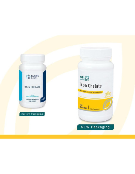 Suplemento de Hierro Bisglicinato Klaire Labs 30mg - 100 Cápsulas