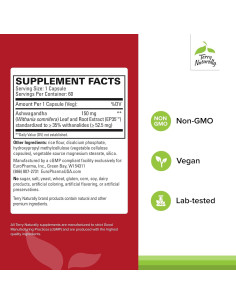 Suplemento Herbal Terry Naturally Ashwagandha EP35 60 Cápsulas 2