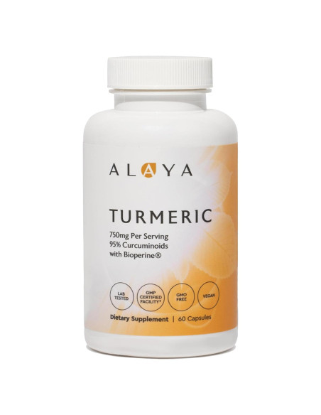 Cápsulas de Cúrcuma Curcumina Alaya Naturals 750 mg - 95% Curcuminoides