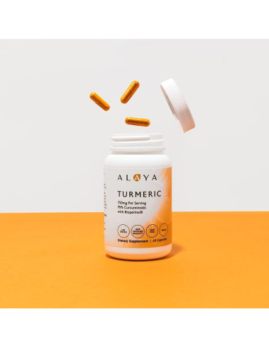 Cápsulas de Cúrcuma Curcumina Alaya Naturals 750 mg - 95% Curcuminoides