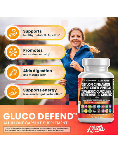 Suplemento Gluco Defend Clean Nutraceuticals 16 en 1