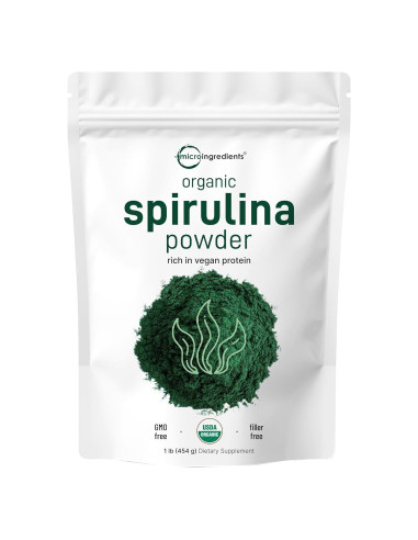 Polvo de Espirulina Orgánica Micro Ingredients 454g Sin OGM