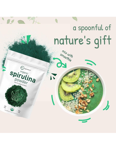 Polvo de Espirulina Orgánica Micro Ingredients 454g Sin OGM