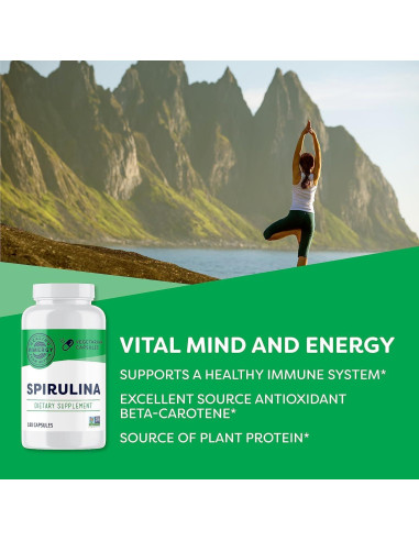 Cápsulas de Spirulina Vimergy - Proteína Vegetal 180 Unidades