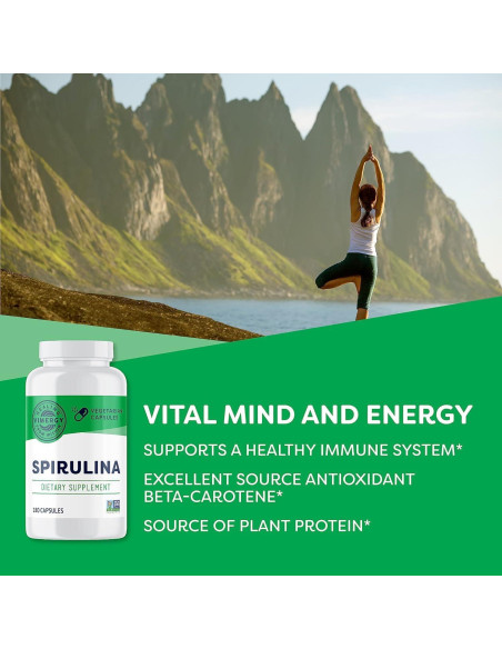 Cápsulas de Spirulina Vimergy - Proteína Vegetal 180 Unidades