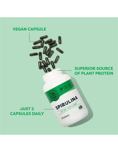 Cápsulas de Spirulina Vimergy - Proteína Vegetal 180 Unidades