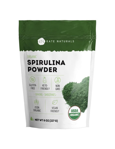 Polvo de Espirulina Orgánica Kate Naturals 227 g - Superalimento