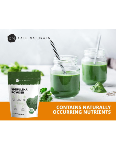 Polvo de Espirulina Orgánica Kate Naturals 227 g - Superalimento