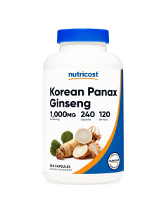 Suplemento de Ginseng Coreano Nutricost 1000mg 240 Cápsulas