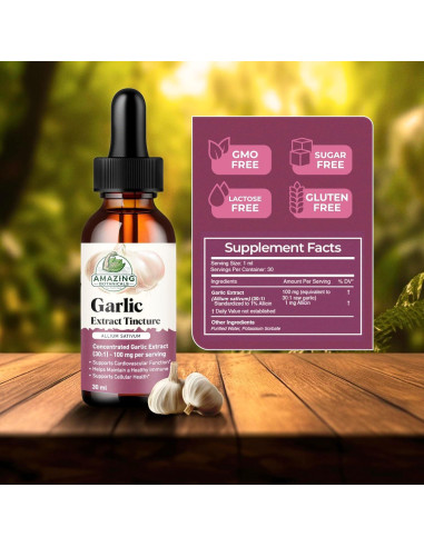 Tintura de Ajo Amazing Botanicals 30ml - Extracto Herbal Potente