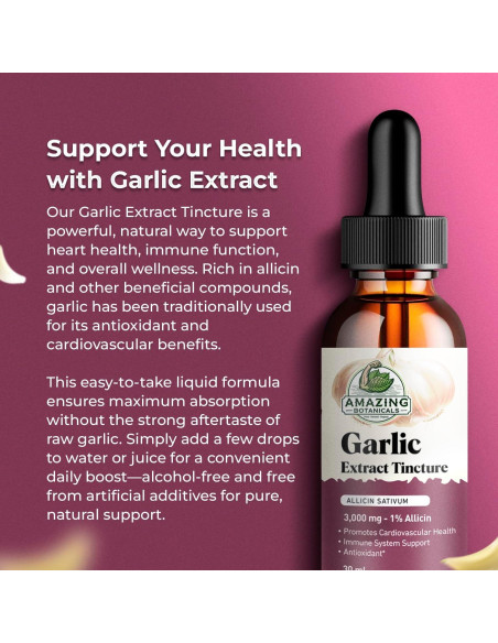 Tintura de Ajo Amazing Botanicals 30ml - Extracto Herbal Potente