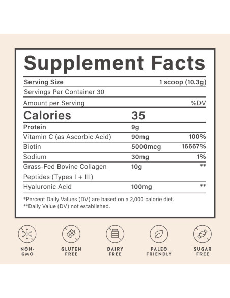 Polvo de Colágeno Beam 308g con Ácido Hialurónico y Biotina