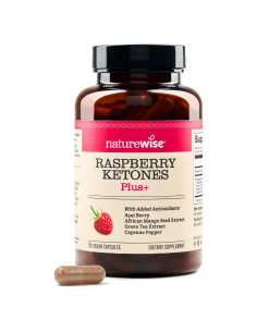 Cetonas de Frambuesa NatureWise 120 Cápsulas - Vegano, Antioxidante