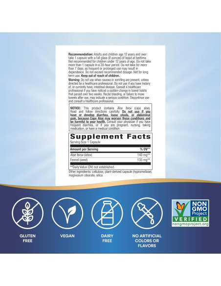 Aloe Latex Nature's Way con Hinojo 100 Cápsulas Veganas