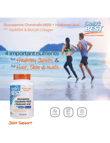 Glucosamina Condroitina MSM + Ácido Hialurónico Doctor's Best 150 Cápsulas