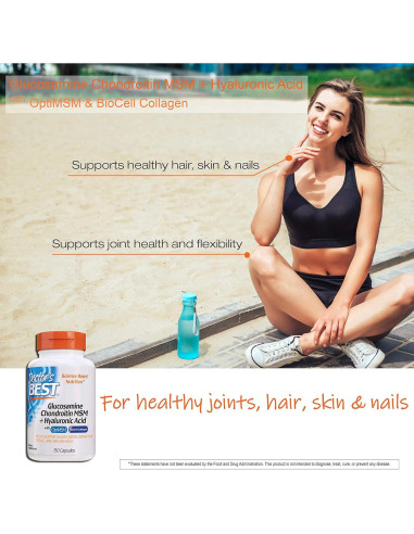 Glucosamina Condroitina MSM + Ácido Hialurónico Doctor's Best 150 Cápsulas