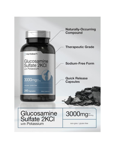 Sulfato de Glucosamina 2KCI Horbaach 3000mg 240 Cápsulas