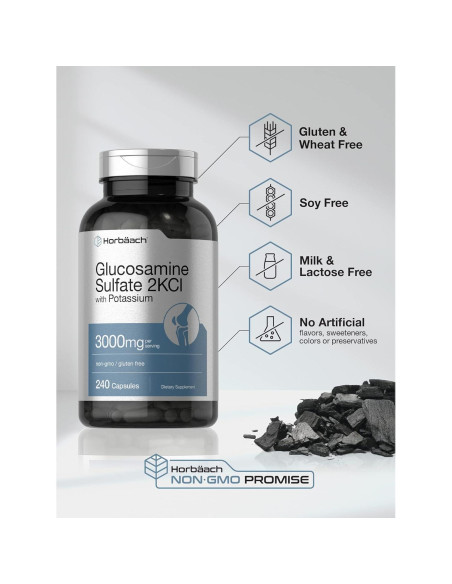Sulfato de Glucosamina 2KCI Horbaach 3000mg 240 Cápsulas