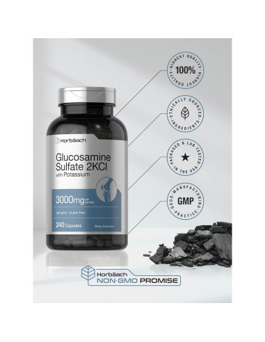 Sulfato de Glucosamina 2KCI Horbaach 3000mg 240 Cápsulas