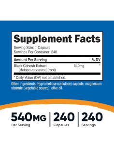 Cohosh Negro Nutricost 540mg 240 Cápsulas Sin OGM Gluten 2