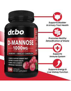 Cápsulas de D-Mannosa 500mg Dr. Bo - Suplemento Urinario 120 Unidades 2