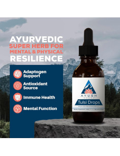 Gotas de Tulsi Ayush Herbs - Glicerita de Albahaca Sagrada 60ml 2