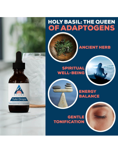 Gotas de Tulsi Ayush Herbs - Glicerita de Albahaca Sagrada 60ml