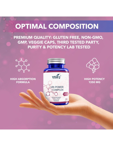 Suplemento Urinario Vital-J 1350mg - 60 Cápsulas - D-Manosa, Arándano, Hibisco y Diente de León