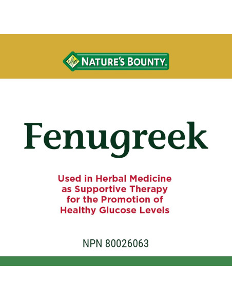 Fenogreco Nature's Bounty 100 Cápsulas 113g Suplemento Herbal
